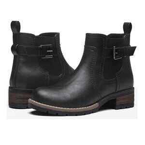 Black Ankle Boots 8.5 - 9 Booties Shoes Moto Short Chelsea Low Heel Faux Leather